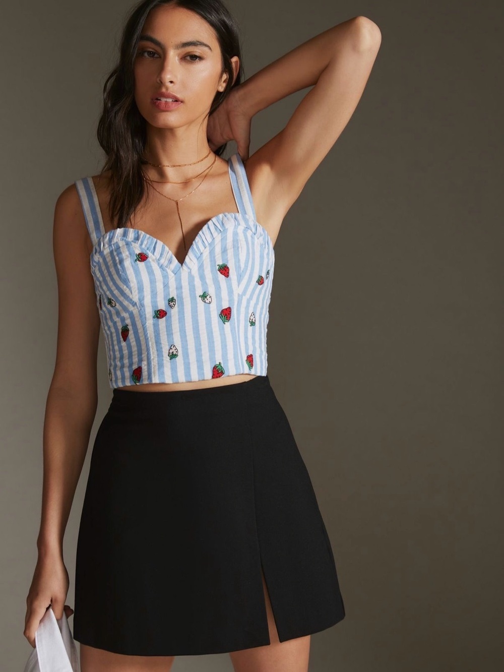 Maeve Striped Embroidered Cami – Anthropologie | Size 0